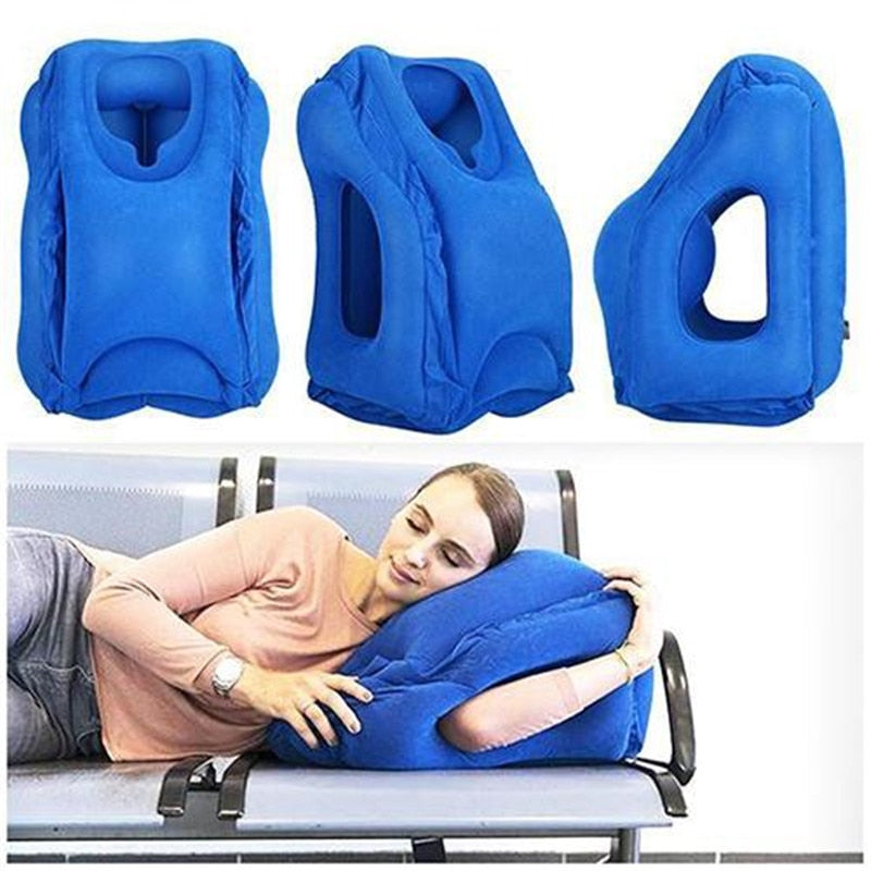 Inflatable Air Cushion Travel Pillow Headrest Chin Support Cushions for Airplane Plane  Office Rest Neck Nap Pillows